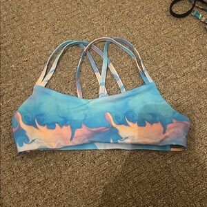 Jolyn Clothing Blue & Pink Tie-Dye Strappy Bikini Top